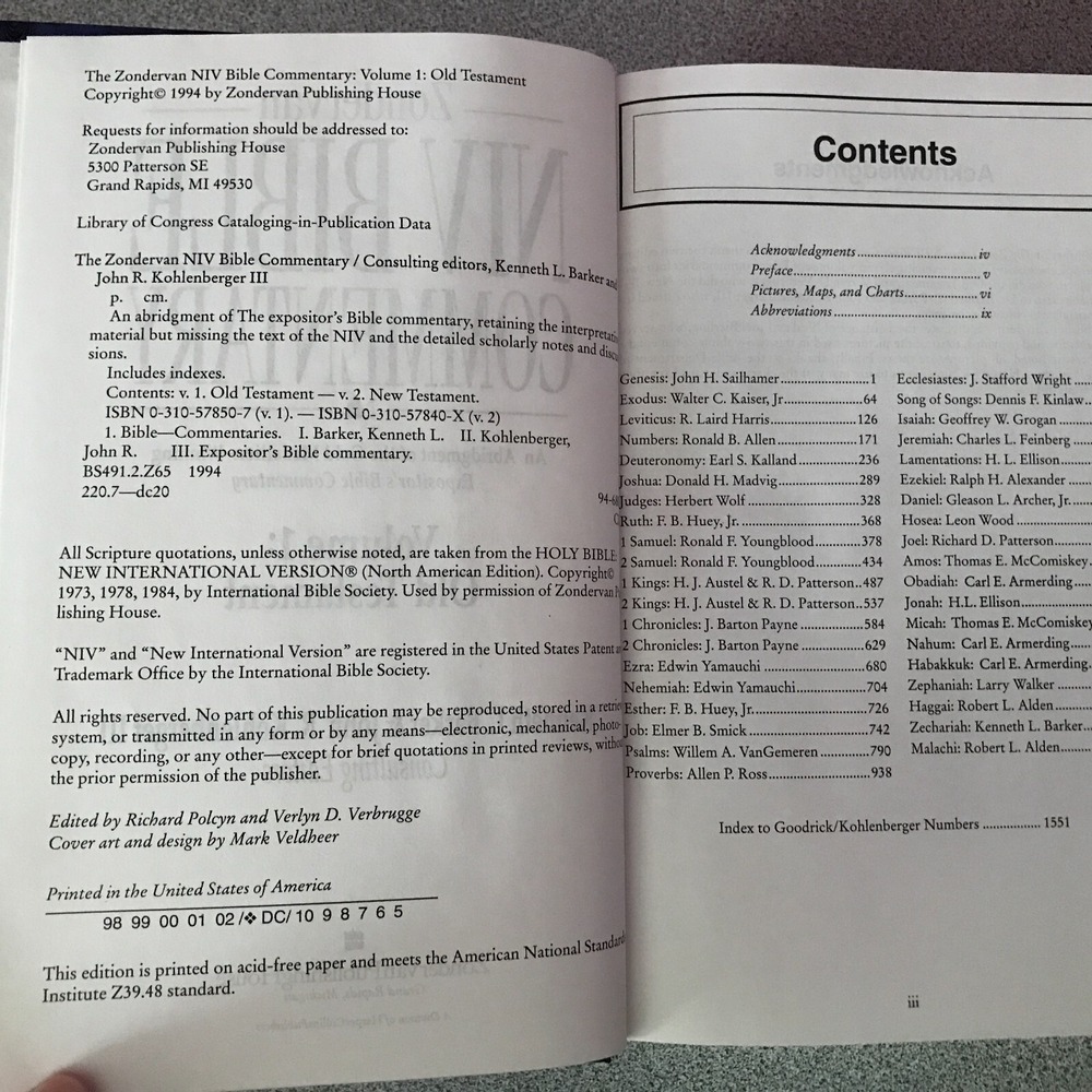 Zondervan NIV Bible Commentary Volume 1 Old Testament 1994 Hardcover - Picture 8 of 14